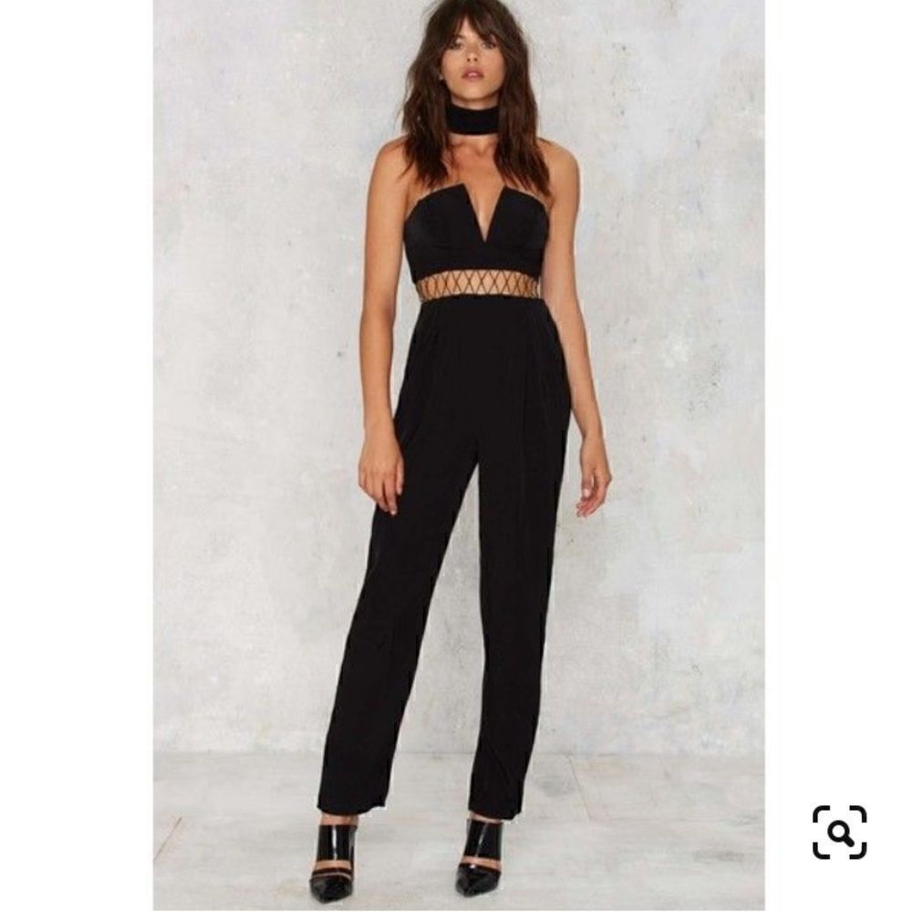StyleStalker Black Glory Strapless Jumpsuit Size:S